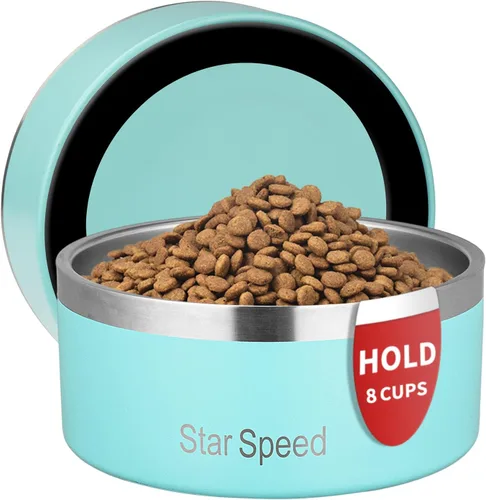 Vista 23 de StarSpeed - Cuencos aislados de acero inoxidable para perros de 24 onzas (color negro)