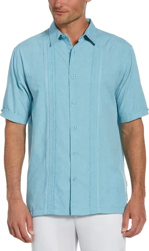 Cubavera Camisa Chambray Pintuck de manga corta con botones para hombre (talla S-4X grande y alto)