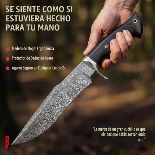 Vista 10 de Cuchillo de hoja fija de acero de Damasco hecho a mano de 12 pulgadas al aire libre - Leopard Hunter