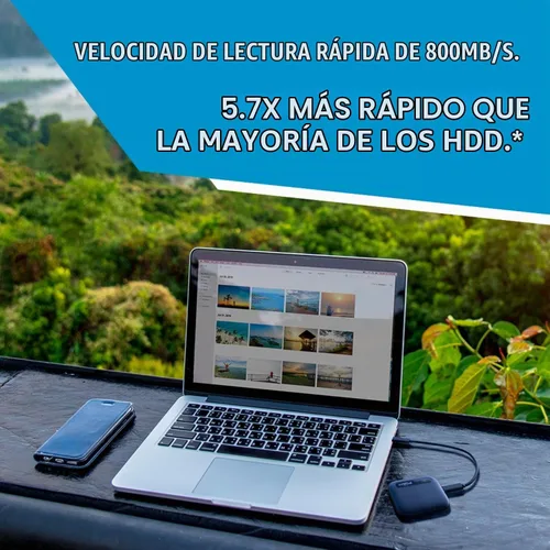Vista 2 de Crucial X6 SSD portátil de 1 TB – Hasta 800 MB/s, USB 3.2 – Unidad externa de estado sólido para PC, Mac, PS5, Xbox – CT1000X6SSD9