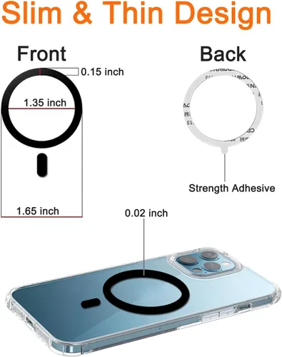 Vista 4 de COJOC 3 calcomanías de anillo Magsafe, adaptador de conversión magnético universal compatible con accesorios de carga inalámbrica para iPhone