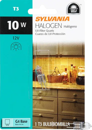 Vista 3 de Sylvania 58650 - Lámpara halógena de cuarzo de tungsteno de 10 vatios y 12 voltios con acabado transparente y base de dos pines G4, 1 paquete #