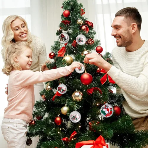 Vista 7 de Vinsot 75 adornos de plástico transparente para Navidad, bolas de bolas para fiestas, bombas de baño, 5 tamaños