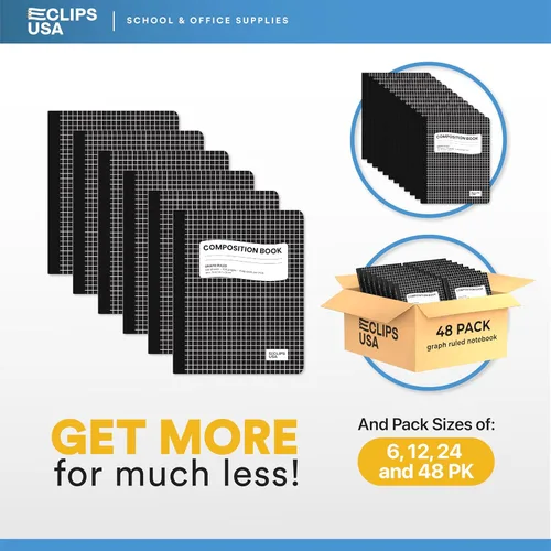 Vista 2 de Cuadernos de composición, cuádruple rayado, cuaderno de composición de papel cuadriculado, cuaderno de composición gráfica, 100 hojas, 9.75 pulgadas