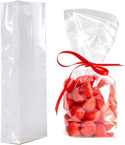 Vista 8 de Morepack Bolsas de celofán reforzadas, bolsas de celofán de fondo plano con inserto de papel, 50 bolsas de biscotti de 2 x 2 x 8 pulgadas