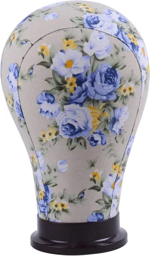 YANTAISIYU 1 pieza de cabeza de maniquí de lona para extensión de cabello, pelucas de encaje para hacer y exhibir pelucas (azul, 21 pulgadas)