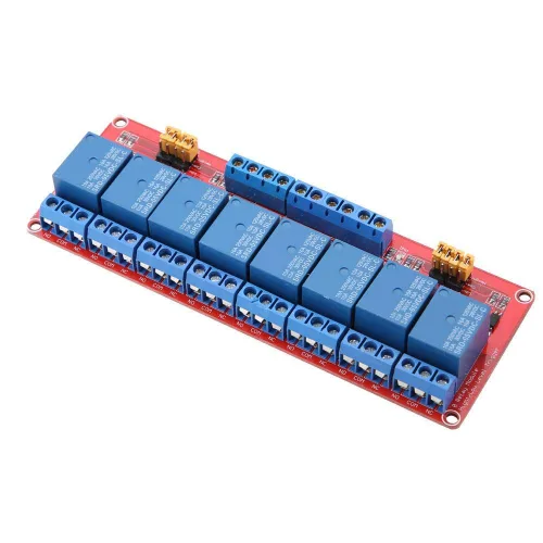 Vista 7 de 5V/12V/24V 8 canales Optoacoplador Relé Módulo Junta con Alta/Baja y Luz Indicadora de Potencia (24V)