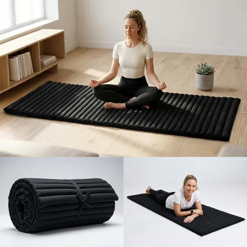 Vista 56 de Leewadee - Colchón de suelo plegable - Futón japonés enrollable -Alfombra de tatami triple pliegue - Cama de piso para invitados - Colchón