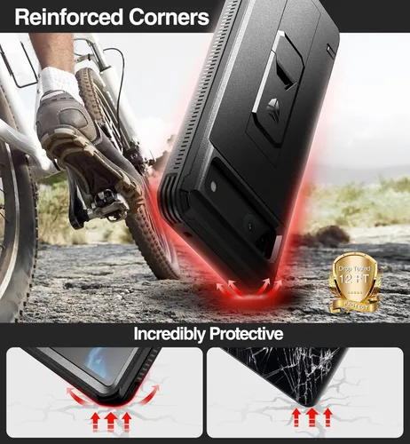 Vista 3 de Dexnor Funda de cuerpo completo para Google Pixel 6A, [protector de pantalla y soporte integrados] resistente protección de grado militar a prueba