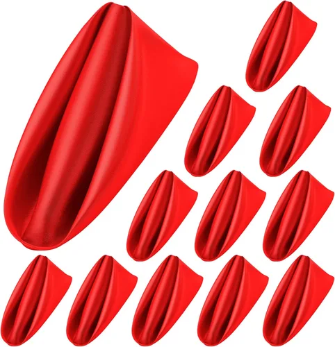 Vista 21 de Aneco 12 Piezas de Servilleta de Satén Cuadrada de 20 x 20 Pulgadas, Servilletas de Cena para Bodas, Servilletas de Fiesta, Servilletas de Mesa