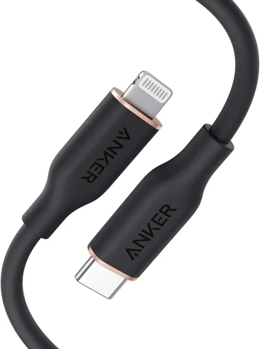 Cable Anker USB C a Lightning, Cable de Carga de Silicona Powerline III Flow con Certificación MFi para iPhone 13 13 Pro (Negro Medianoche, 3 pies)