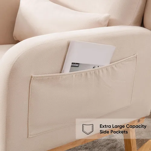 Vista 7 de HCHAIRH Mecedora para cuarto de bebé, sillas mecedoras para lactancia con cojín lumbar, cómodas mecedoras modernas con respaldo alto para cuarto