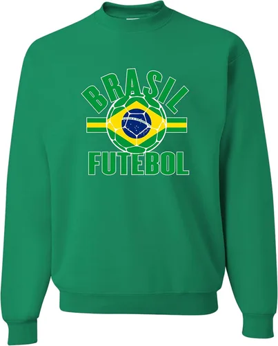 Go All Out Adulto Brasil Futebol Brasil Fútbol Fútbol Futbol Sudadera Cuello redondo