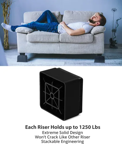 Vista 6 de Utopia Bedding Elevadores de cama de 2 pulgadas, paquete de 8, elevadores ajustables para muebles de 2 y 4 pulgadas, espuma antideslizante