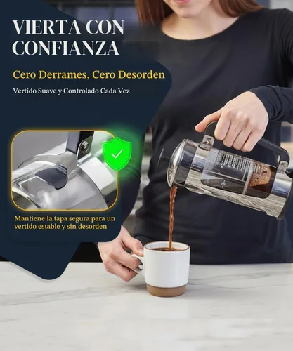 Vista 8 de ESPRO P3 Cafetera de prensa francesa, 17 onzas, negro, prensa de filtro doble micro Grit-Free Coffee Press, Thicker Borosilicate Heat Resistant