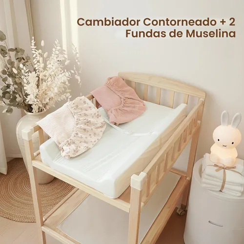 Vista 7 de Konssy Almohadilla de muselina con forro impermeable, incluye paquete de 2 fundas suaves y de algodón, almohadilla para cambiar pañales de bebé
