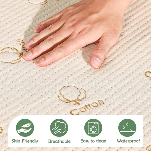 Vista 3 de Protector de colchón impermeable tamaño individual, funda de colchón transpirable de algodón, comodidad de 200 GSM, colchones cómodos ajustados