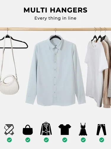 Vista 2 de SMARTOR Perchas de plástico para ropa, paquete de 50 perchas de plástico resistentes para ropa, perchas delgadas sin terciopelo con gancho giratorio