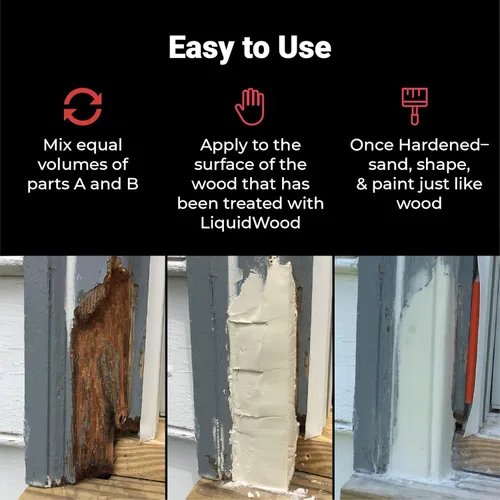 Vista 4 de Abatron WoodEpox Kit - 12 oz - Relleno adhesivo epoxi estructural de 2 partes - Masilla de relleno de madera