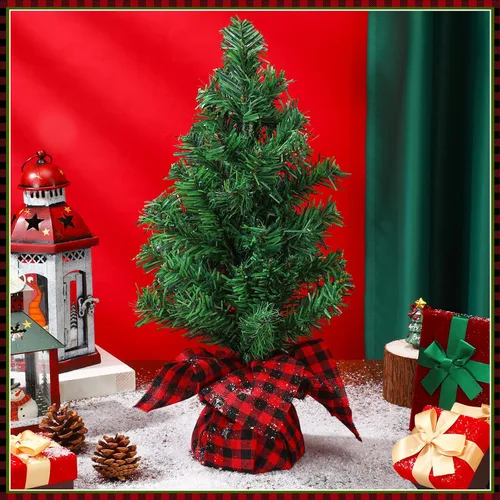 Vista 6 de Ceenna 6 piezas de mini árbol de Navidad artificial sin luz, falso árbol de Navidad de mesa, decoración de árbol de pino falso con base