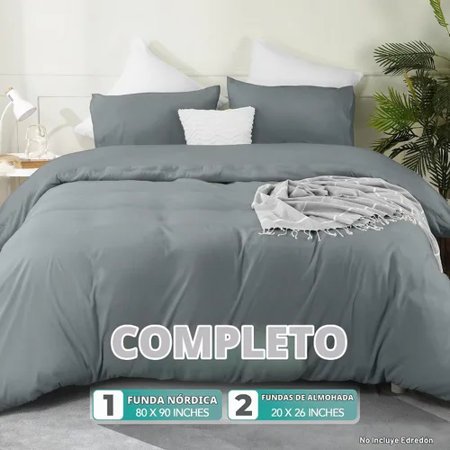 Vista 3 de Utopia Bedding Juego de funda de edredón con fundas de almohada, funda de edredón de 2 piezas con cierre de cremallera, 1 funda de edredón con 1