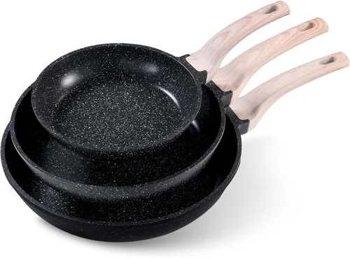 CAROTE Juego de sartén antiadherente, sartén para tortillas, sartén de granito saludable y no tóxico, sartén de huevos compatible con inducción con