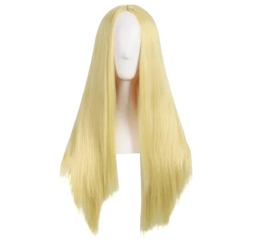 Vista 28 de MapofBeauty - Peluca sintética larga especial para mujer, de 28 pulgadas (70 cm), cabello lacio, color negro