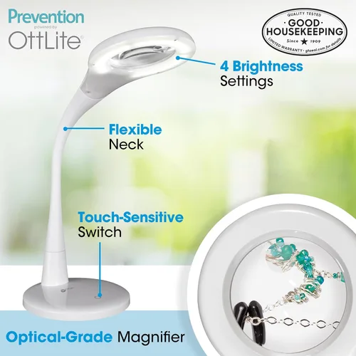 Vista 2 de OttLite Prevención LED Lupa Lámpara, Blanco, Remitente