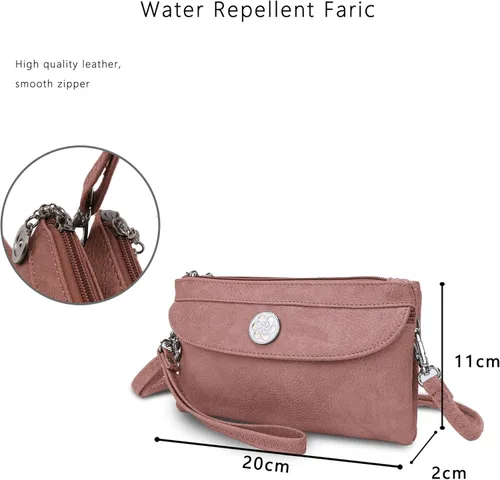 Vista 2 de Angel Kiss Bolsos cruzados pequeños para mujer, de piel vegana, cartera para teléfono celular con correa para la muñeca