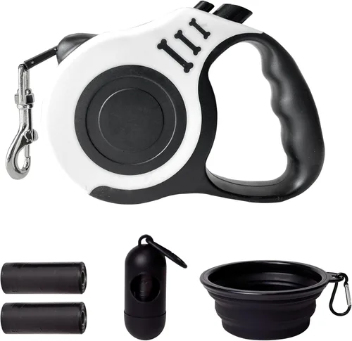 Vista 34 de Correa retráctil para perros pequeños y medianos, automática, telescópica, cinta para mascotas de 10/16 pies, duradera y práctica, con asa
