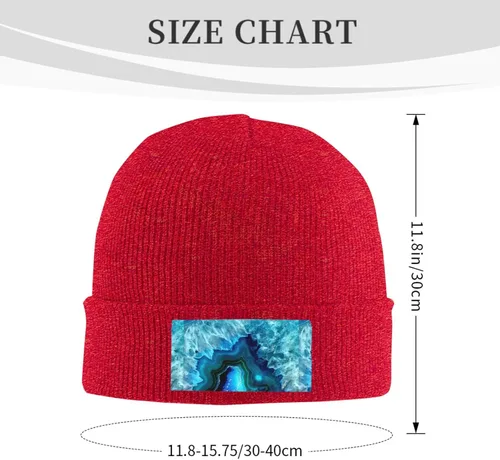 Vista 3 de JBYJBX Bright Aqua Blue Print Unisex Knitted Hat Daily Hat Birthday Theme Elasti Beanie Cap Outdoor Leisure