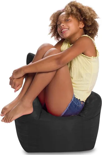 Vista 9 de Posh Creations Puf estructurado cómodo para jugar, leer y ver la televisión, silla Pasadena, lona - Estrellas esbozadas