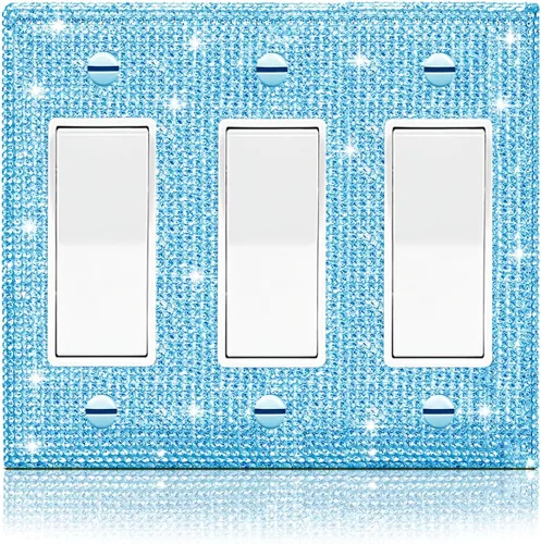 Vista 28 de Gaocai 4 piezas de placa de pared rosa plateado brillante cubierta decorativa interruptor de luz cubierta de interruptor de palanca única diamantes