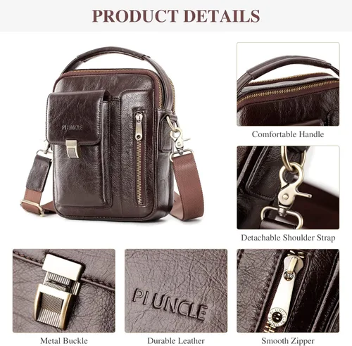 Vista 5 de BAIGIO Men's Genuine Leather Shoulder Bag Messenger Briefcase CrossBody Handbag Satchel Travel bag