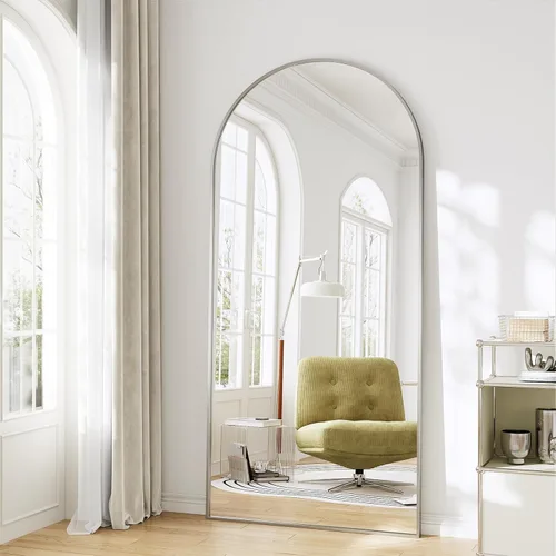 Vista 28 de Espejo de longitud completa de gran tamaño, espejo de piso arqueado de 38 x 77 pulgadas, espejo de cuerpo completo con soporte, espejo