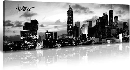 Vista 9 de DJSYLIFE - Cuadros de pared con paisaje urbano de Boston, lienzo impreso en colores, imágenes nocturnas de la ciudad de EE. UU., pósteres