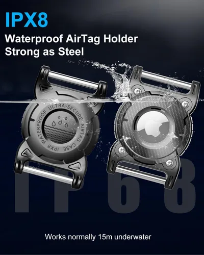 Vista 6 de ONEONTA Airtag - Soporte para collar de perro Airtag para perro impermeable – Soporte Airtag para collar de perro con lazo de metal extraíble, TPU