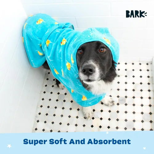 Vista 54 de Bata de baño para perros Barkbox de secado rápido con cierre de gancho y bucle y atadura envolvente, ropa linda para perros, fácil de limpiar