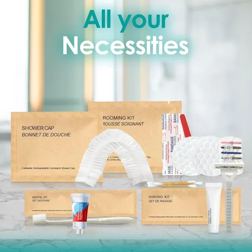 Vista 8 de World Amenities Kit dental de papel Kraft - Cepillo de dientes de paja de trigo y pasta de dientes Kit de cuidado dental (25)