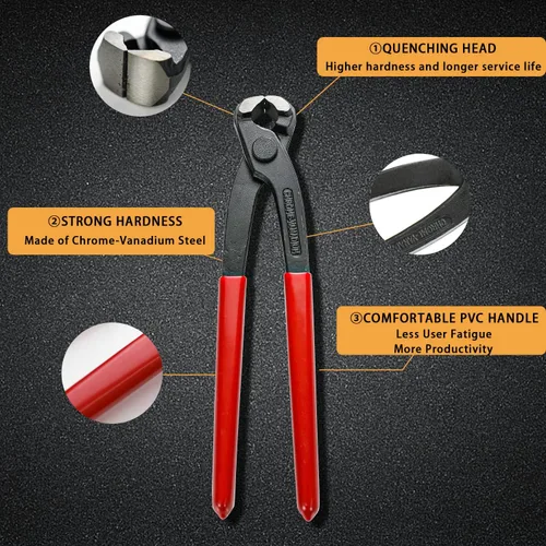 Vista 2 de AKIHISA Alicates de abrazadera de oreja de 9 pulgadas, herramienta engarzadora de acero cromo vanadio, extractor de clavos, herramienta de engarce