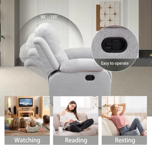 Vista 65 de Juego de sofá reclinable para sala de estar, juego de muebles de 2 piezas, sofá reclinable de 3 asientos y sofá biplaza con portavasos y consola