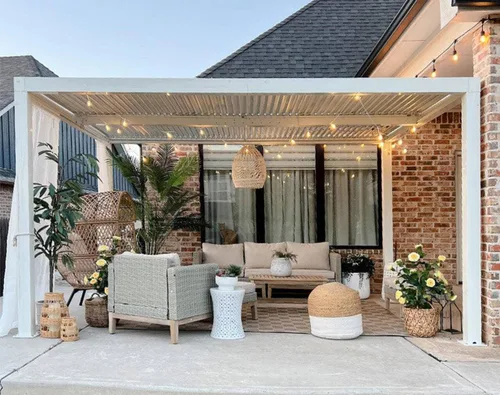 Vista 43 de PURPLE LEAF - Pérgola al aire libre con listones 10 x 12 pies de aluminio blanco con toldo rígido moderno y ajustable para patio, jardín