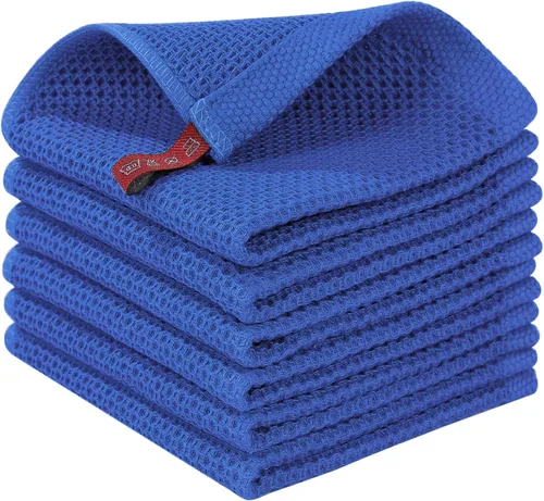Vista 448 de Homaxy Paños de cocina de 100% algodón con tejido de gofre, ultra suaves, absorbentes, de secado rápido, 12 x 12 pulgadas, paquete de 6, amarillo