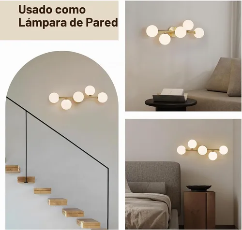 Vista 8 de Luz LED negra para tocador de baño: 5 luces de vidrio martillado colorido globo de luz - Luces de pared únicas de mediados de siglo modernas