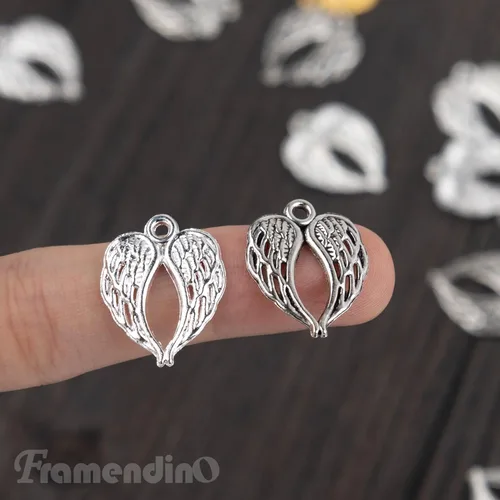 Vista 6 de Framendino, Dijes de alas de ángel con alas de oro, dije de alas de metal para pulseras, collares, aretes, suministros de fabricación de joyas