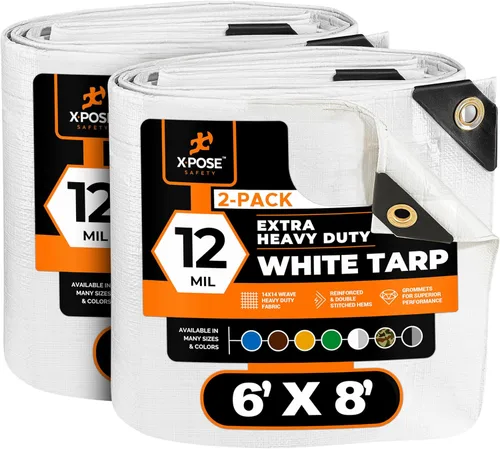 Vista 56 de Xpose Safety Lona protectora de polietileno plateado resistente de 5 x 7 pies - Funda protectora multiusos - Duradera, resistente al agua