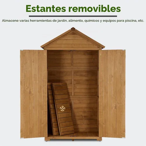 Vista 6 de MCombo Armario de almacenamiento al aire libre con 2 estantes, cobertizo de almacenamiento exterior con piso, cobertizo de herramientas de jardín