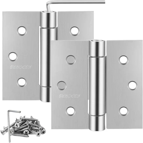 Vista 10 de Bisagras de acero inoxidable de cierre automático de 3.5 pulgadas, 3-1/2 pulgadas x 3 1/2 pulgadas, resorte resistente cargado automático ajustable