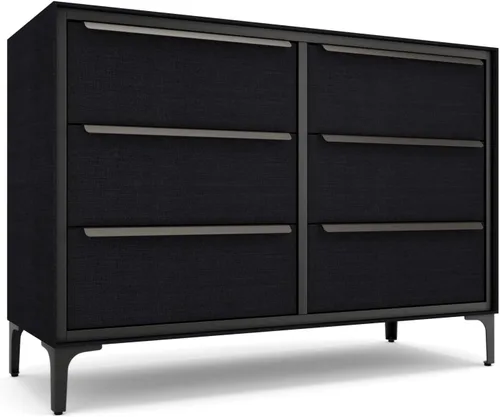 Vista 23 de Tinge Zana Cómoda de tela premium - Marco de metal resistente, 4 amplios cajones a prueba de hundimiento y estante superior de madera resistente