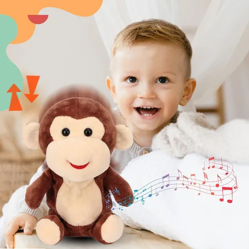 Vista 3 de Easfan Talking Monkey Repeat What You Say - Peluche eléctrico de peluche divertido interactivo para hablar, regalos de cumpleaños para niños